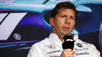 MIAMI, FLORIDA - MAY 03: James Vowles, Team Principal of Williams attends the Team Principals Press