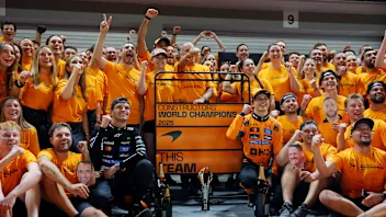 SINGAPORE, SINGAPORE - OCTOBER 05: Lando Norris of Great Britain and McLaren Oscar Piastri of