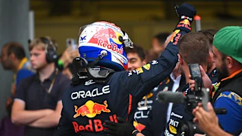 BAKU, AZERBAIJAN - SEPTEMBER 21: Race winner Max Verstappen of the Netherlands and Oracle Red Bull