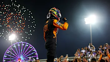 BAHRAIN, BAHRAIN - APRIL 13: Race winner Oscar Piastri of Australia and McLaren celebrates on