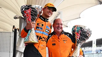 SAO PAULO, BRAZIL - NOVEMBER 09: Race winner Lando Norris of Great Britain and McLaren and Mark