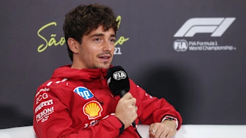 SAO PAULO, BRAZIL - NOVEMBER 06: Charles Leclerc of Monaco and Scuderia Ferrari speaks in the