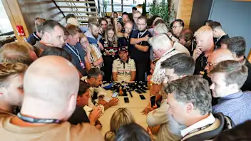 NORTHAMPTON, ENGLAND - JULY 03: Max Verstappen of the Netherlands and Oracle Red Bull Racing holds