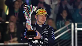 LAS VEGAS, NEVADA - NOVEMBER 22: Race winner Max Verstappen of the Netherlands and Oracle Red Bull