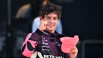 MIAMI, FLORIDA - MAY 02: Sprint Pole qualifier Andrea Kimi Antonelli of Italy and Mercedes AMG