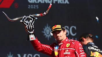 AUSTIN, TEXAS - OCTOBER 19: Third placed Charles Leclerc of Monaco and Scuderia Ferrari leaves the