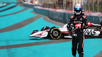 ABU DHABI, UNITED ARAB EMIRATES - DECEMBER 09: Ryo Hirakawa of Japan and Haas F1 walks from his car