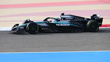 BAHRAIN, BAHRAIN - FEBRUARY 28: George Russell of Great Britain driving the (63) Mercedes AMG
