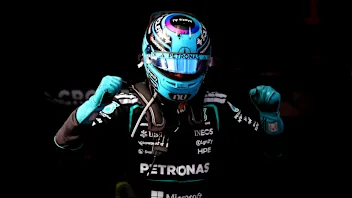 MELBOURNE, AUSTRALIA - MARCH 08: Race winner George Russell of Great Britain and Mercedes AMG