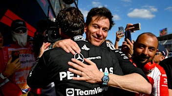 MELBOURNE, AUSTRALIA - MARCH 08: Race winner George Russell of Great Britain and Mercedes AMG