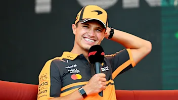 MELBOURNE, AUSTRALIA - MARCH 05: Lando Norris of Great Britain and McLaren is interviewed during