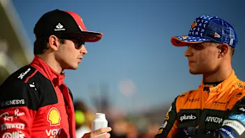 AUSTIN, TEXAS - OCTOBER 20: Pole position qualifier Charles Leclerc of Monaco and Ferrari talks