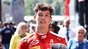 Oliver Bearman after he won Formula 2 race at Autodromo Nazionale di Monza in Monza, Italy on