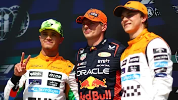 NORTHAMPTON, ENGLAND - JULY 08: Pole position qualifier Max Verstappen of the Netherlands and