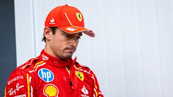 NORTHAMPTON, ENGLAND - JULY 6: Charles Leclerc of Monaco and Ferrari leaving the FIA garage after