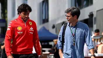 JEDDAH, SAUDI ARABIA - MARCH 06: Carlos Sainz of Spain and Ferrari and Carlos Oñoro Sainz, Manager