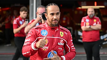 BAKU, AZERBAIJAN - SEPTEMBER 18: Lewis Hamilton of Great Britain and Scuderia Ferrari waves as he
