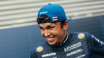 SPA, BELGIUM - JULY 25: Alexander Albon of Thailand and Williams on stage prior to practice ahead