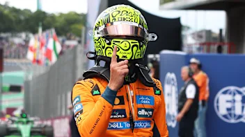 SAO PAULO, BRAZIL - NOVEMBER 08: Pole position qualifier Lando Norris of Great Britain and McLaren