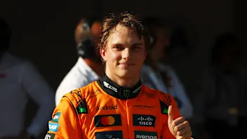 IMOLA, ITALY - MAY 17: Pole position qualifier Oscar Piastri of Australia and McLaren celebrates in
