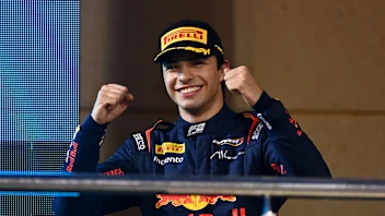 BAHRAIN, BAHRAIN - APRIL 12: Race winner Josep Maria Marti of Spain and Campos Racing (3) arrives