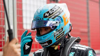 NORTHAMPTONSHIRE, ENG - JULY 06: George Russell of the United Kingdom and Team Mercedes-AMG