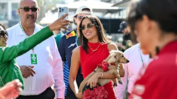 MEXICO CITY, MEXICO - OCTOBER 26: Alexandra Saint Mleux in the Paddock with Leo prior to the F1