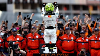 MONTE-CARLO, MONACO - MAY 25: Race winner Lando Norris of Great Britain and McLaren celebrates in