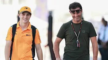 LUSAIL CITY, QATAR - OCTOBER 6: Oscar Piastri of Australia and McLaren F1 Team and Mark Webber