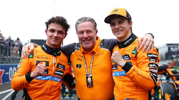 SHANGHAI, CHINA - MARCH 23: Second placed Lando Norris of Great Britain and McLaren Zak Brown,