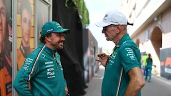 MONTE-CARLO, MONACO - MAY 22: Fernando Alonso of Spain and Aston Martin F1 Team and Adrian Newey,