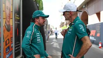 MONTE-CARLO, MONACO - MAY 22: Fernando Alonso of Spain and Aston Martin F1 Team and Adrian Newey,