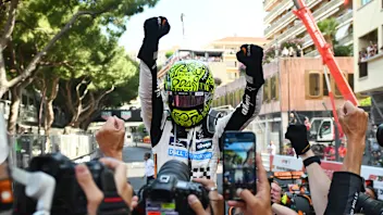 MONTE-CARLO, MONACO - MAY 25: Race winner Lando Norris of Great Britain and McLaren celebrates in