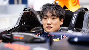 MILTON KEYNES, ENGLAND - MARCH 26: Yuki Tsunoda of Japan and Oracle Red Bull Racing has a seat