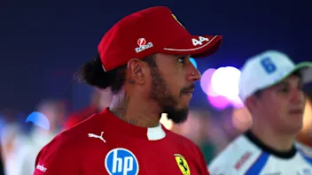 JEDDAH, SAUDI ARABIA - APRIL 18: Lewis Hamilton of Great Britain and Scuderia Ferrari looks on