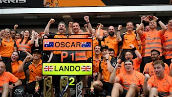 BARCELONA, SPAIN - JUNE 01: Race winner Oscar Piastri of Australia and McLaren Second placed Lando