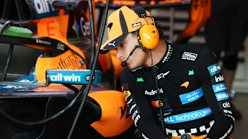 BAKU, AZERBAIJAN - SEPTEMBER 24: Lando Norris of Great Britain and McLaren looks on in the garage