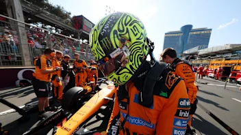 BAKU, AZERBAIJAN - SEPTEMBER 26: Lando Norris of Great Britain and McLaren on the grid prior to the