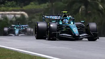 KUALA LUMPUR, MALAYSIA - OCTOBER 02: Fernando Alonso of Spain driving the (14) Aston Martin F1 Team
