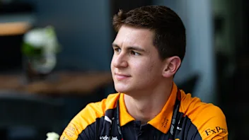 MIAMI, FLORIDA - APRIL 29: Leonardo Fornaroli of McLaren looks on from the hospitality suite during