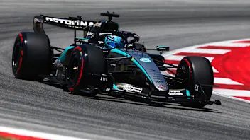 BARCELONA, SPAIN - JUNE 13: George Russell of Great Britain driving the (63) Mercedes AMG Petronas