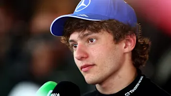 BARCELONA, SPAIN - JUNE 13: Third placed qualifier Andrea Kimi Antonelli of Italy and Mercedes AMG