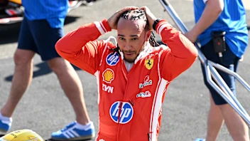 NORTHAMPTON, ENGLAND - JULY 03: Sprint Pole qualifier Lewis Hamilton of Great Britain and Scuderia