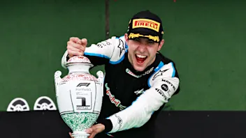 BUDAPEST, HUNGARY - AUGUST 01: Race winner Esteban Ocon of France and Alpine F1 Team celebrates on