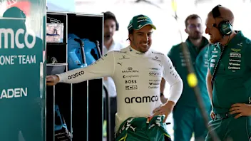 MEXICO CITY, MEXICO - OCTOBER 30: Fernando Alonso of Spain and Aston Martin F1 Team looks on in the