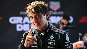 MADRID, SPAIN - SEPTEMBER 13: Race winner Andrea Kimi Antonelli of Italy and Mercedes AMG Petronas