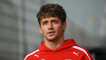ZANDVOORT, NETHERLANDS - AUGUST 22: Charles Leclerc of Monaco and Scuderia Ferrari arrives in the