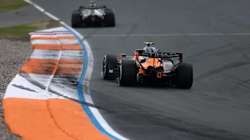 ZANDVOORT, NETHERLANDS - AUGUST 23: Lando Norris of Great Britain driving the (1) McLaren MCL40