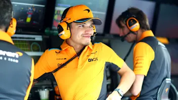 ABU DHABI, UNITED ARAB EMIRATES - NOVEMBER 24: Lando Norris of Great Britain and McLaren looks on