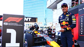 BAKU, AZERBAIJAN - APRIL 29: Sprint winner Sergio Perez of Mexico and Oracle Red Bull Racing